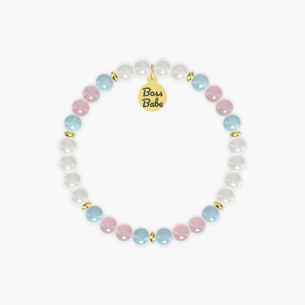 Moonstone, Aquamarine and Rose Quartz Bracelet