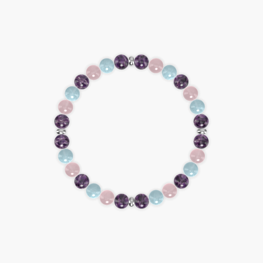 Amethyst, Aquamarine and Rose Quartz Bracelet