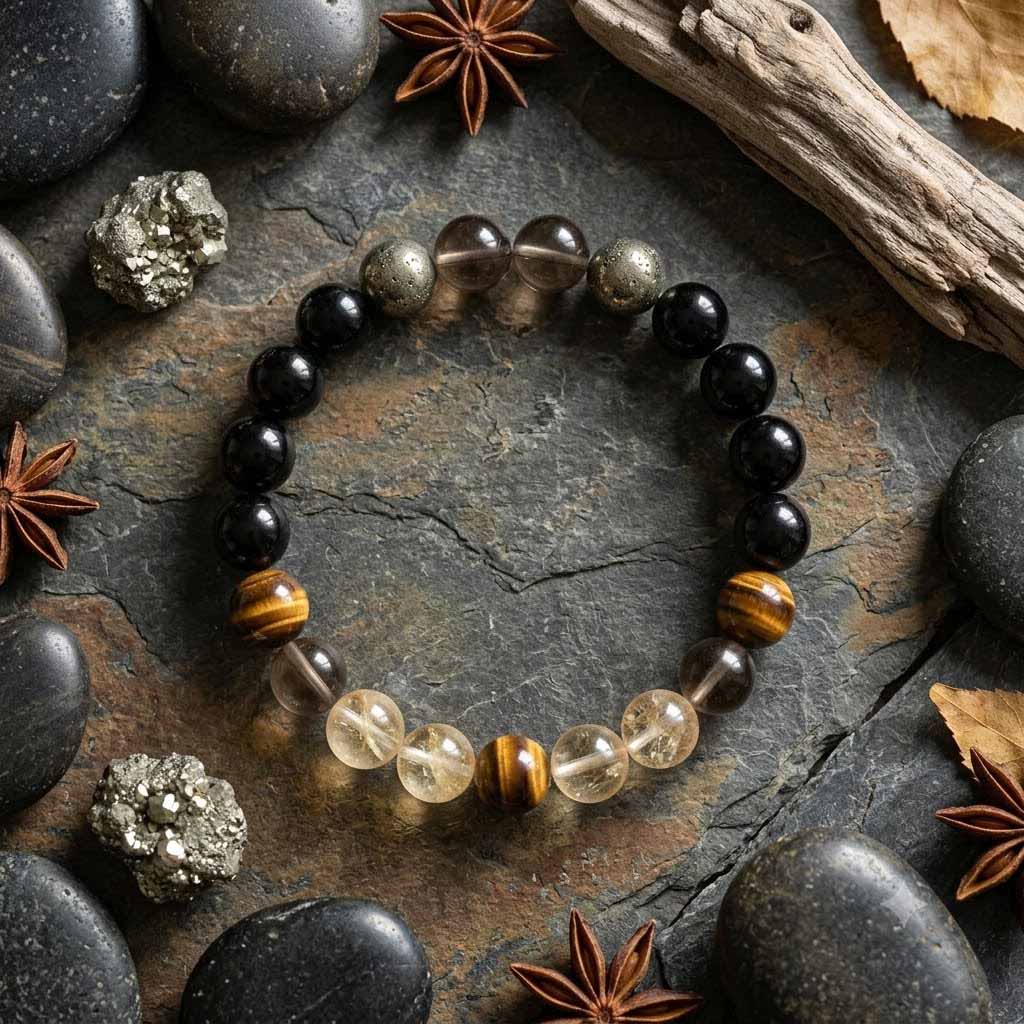 Black Obsidian, Citrine, Smoky Quartz and more Gemstone Bracelet