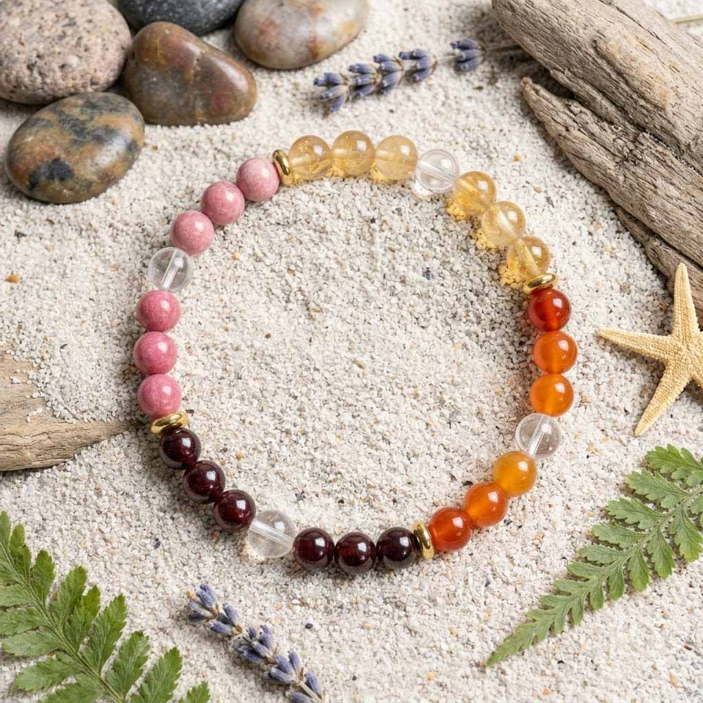 Garnet, Carnelian, Citrine and more Gemstone Bracelet