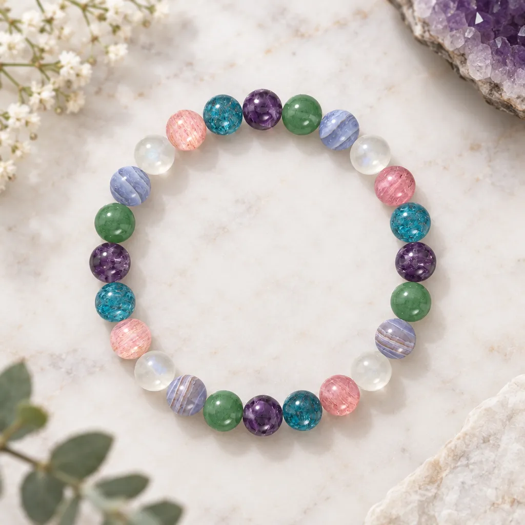 Amethyst, Apatite, Rhodonite and more Gemstone Bracelet
