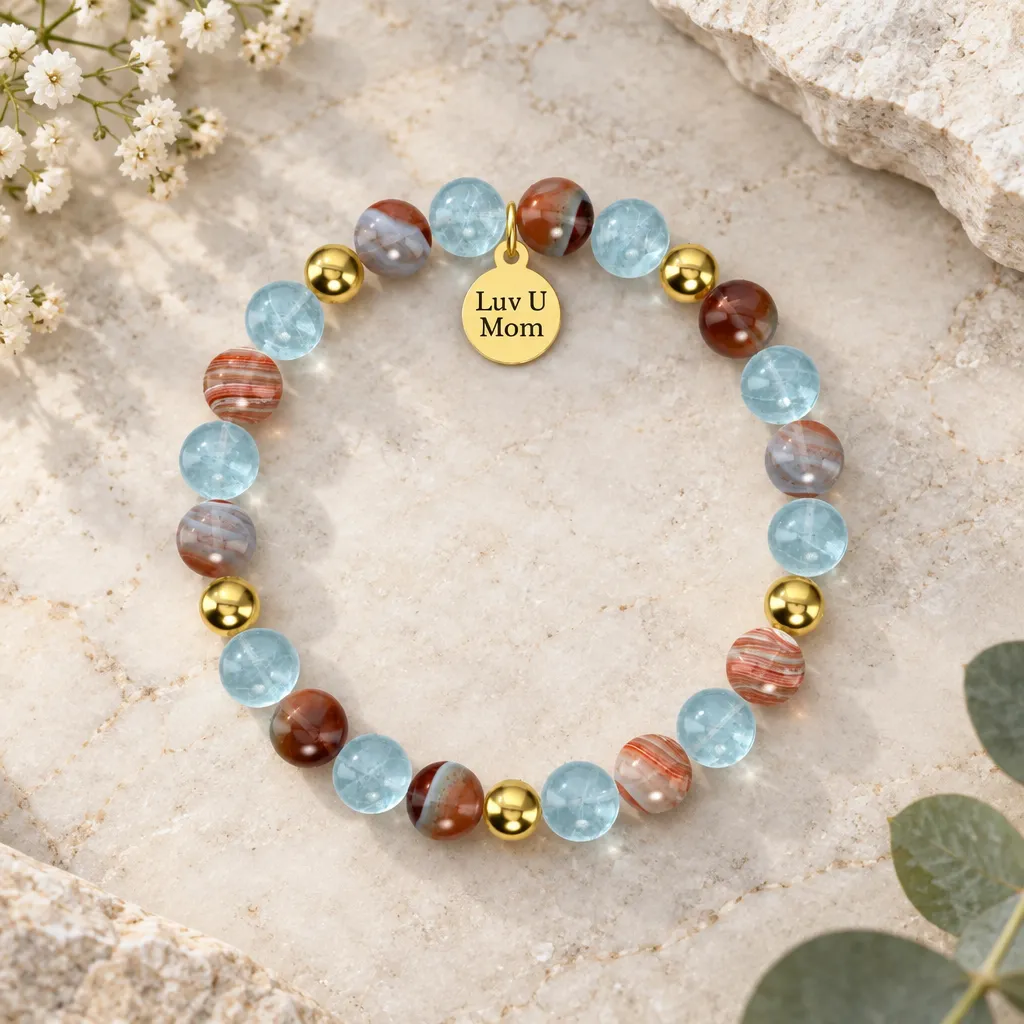 Aquamarine and Sardonyx Bracelet