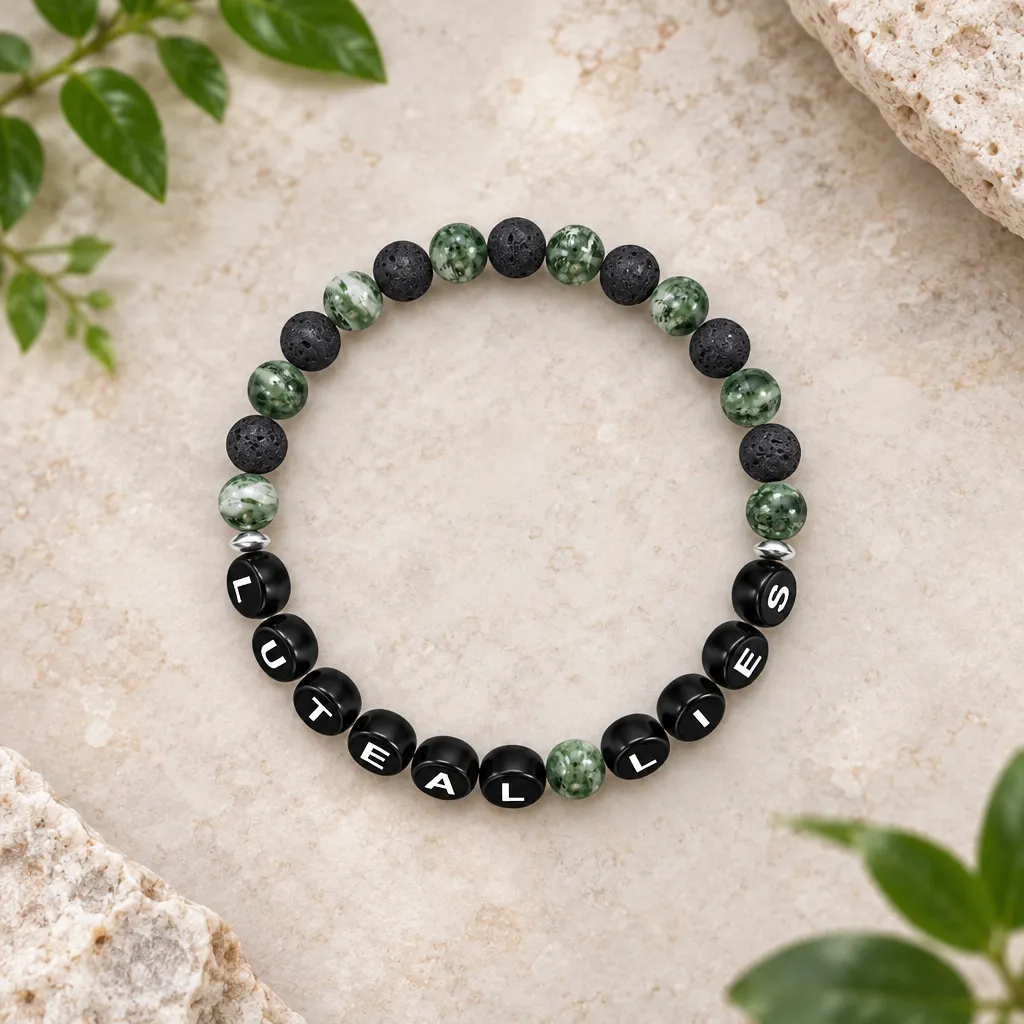 Moss Agate and Lava Rock Bracelet