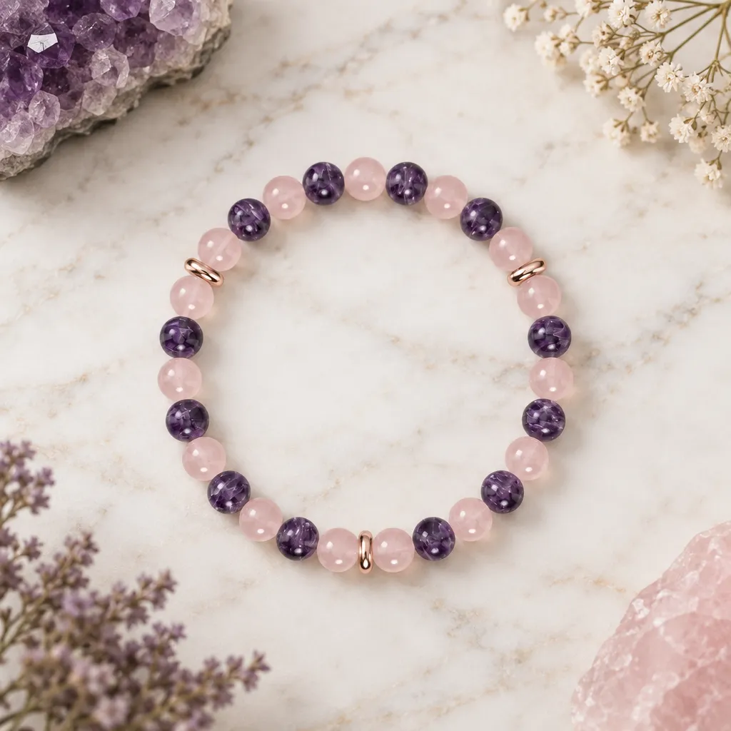 Rose Quartz and Amethyst Bracelet