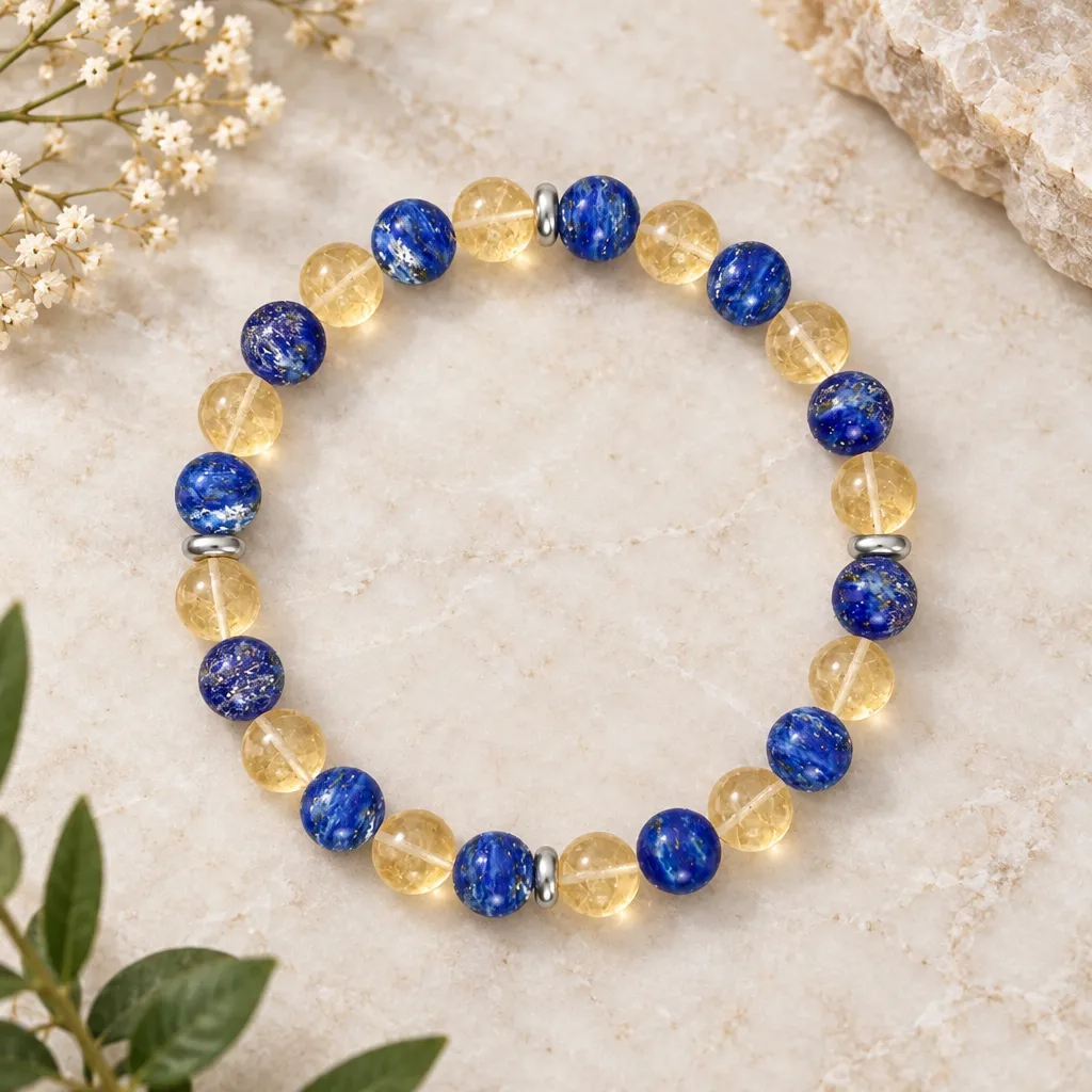 Citrine and Lapis Lazuli Bracelet