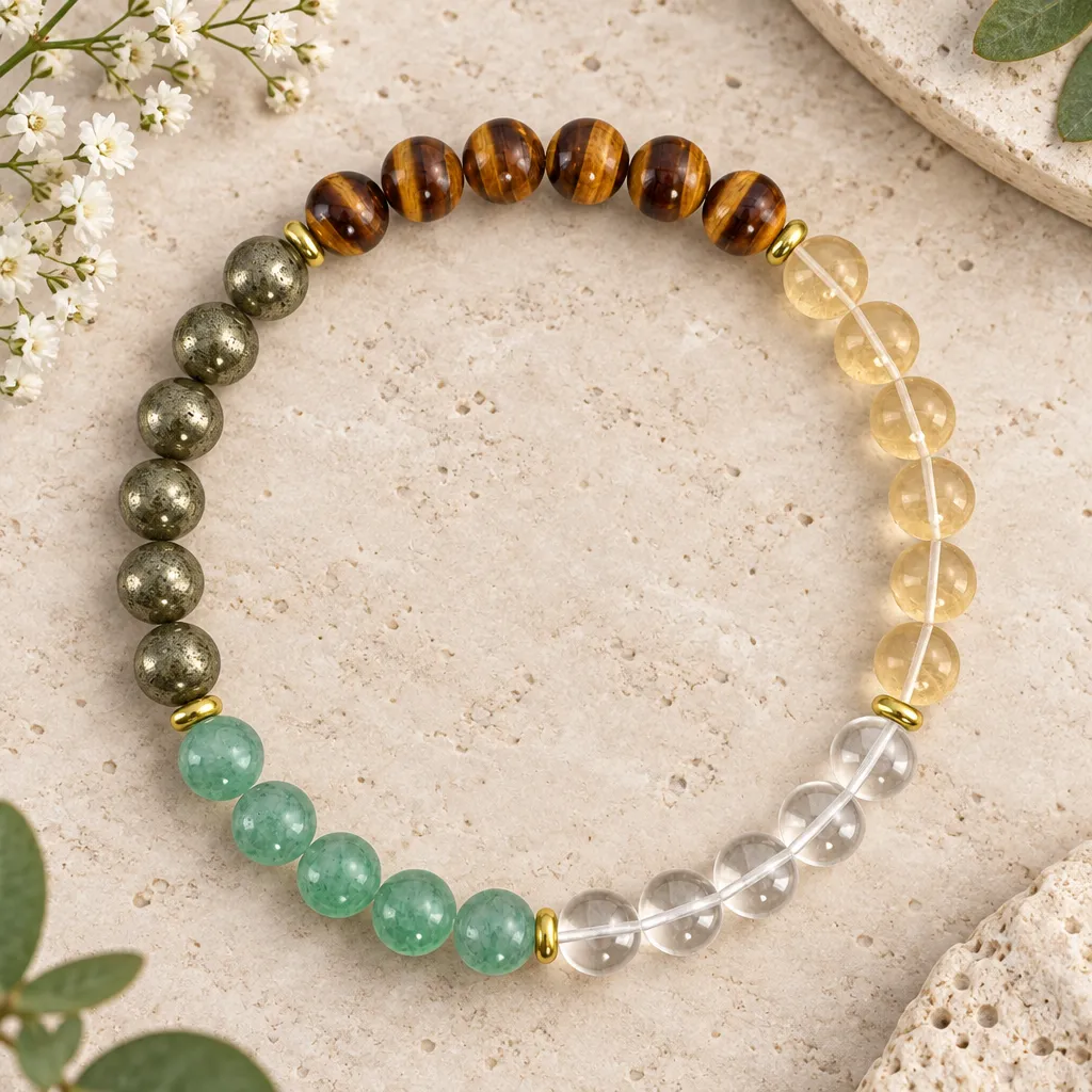Tiger Eye, Pyrite, Citrine and more Gemstone Bracelet