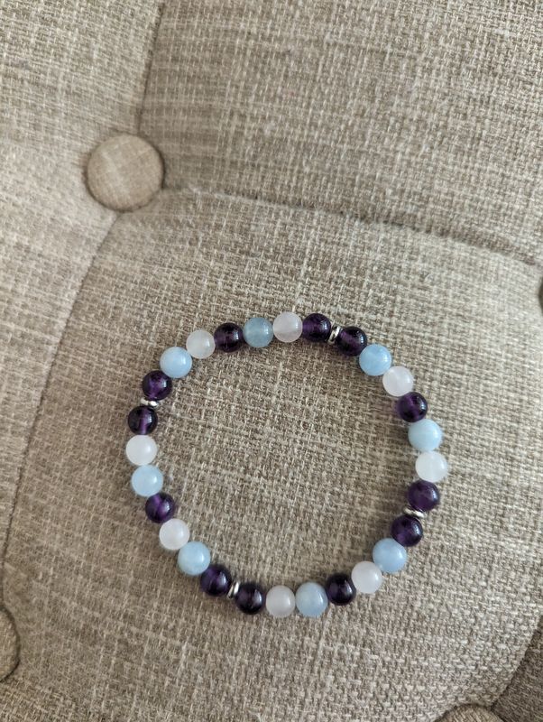 Amethyst, Aquamarine and Rose Quartz Bracelet