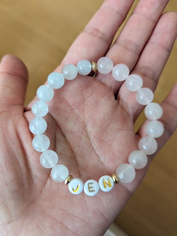 Rose Quartz and Moonstone Gemstone Bead Bracelet